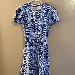 NWT LOFT Blue and White dress with tie size XXSP